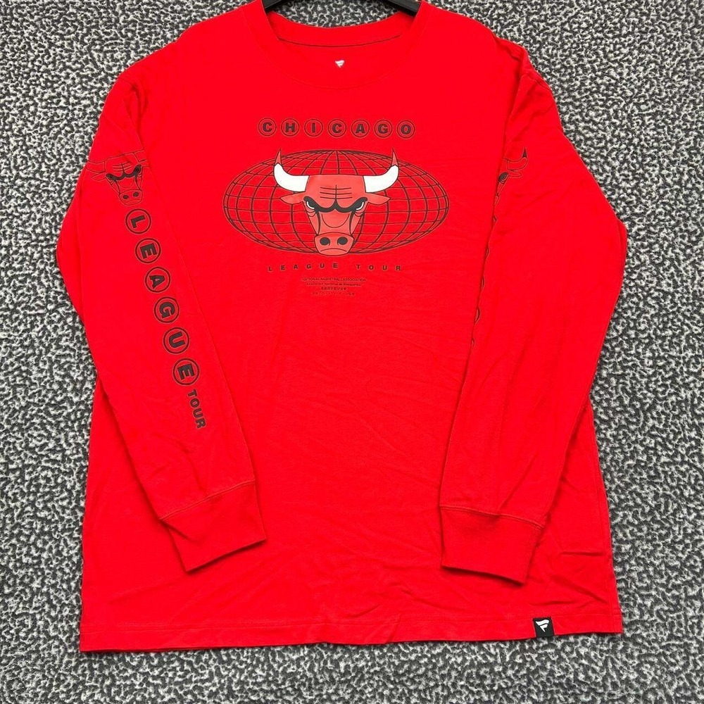 Chicago‎ Bulls Shirt Men Large Red Fanatics Long Sleeve Crew Neck New L